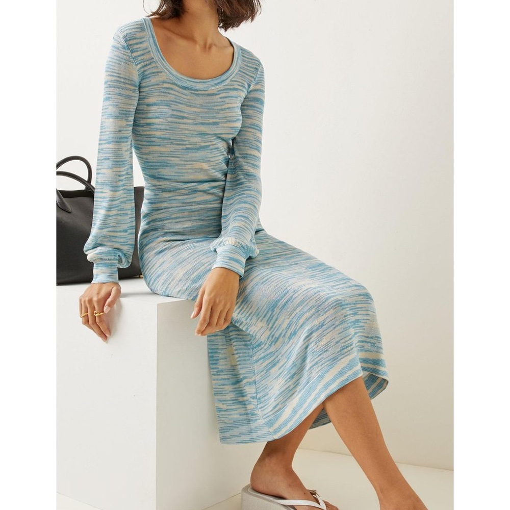 NWT Alexis Katica Dress Soft Blue Space Dyed Knit MIDI Dress w Slip